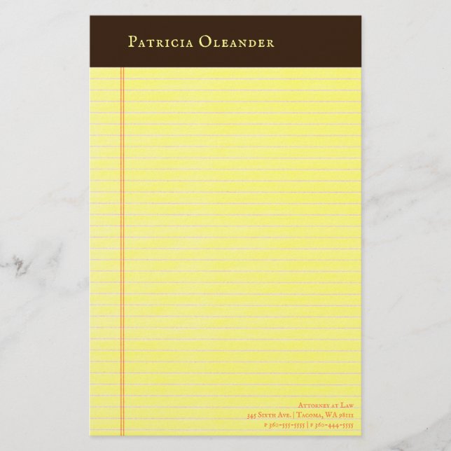 Papelería Almohadilla jurídica amarilla Enlace de color marr (Anverso)