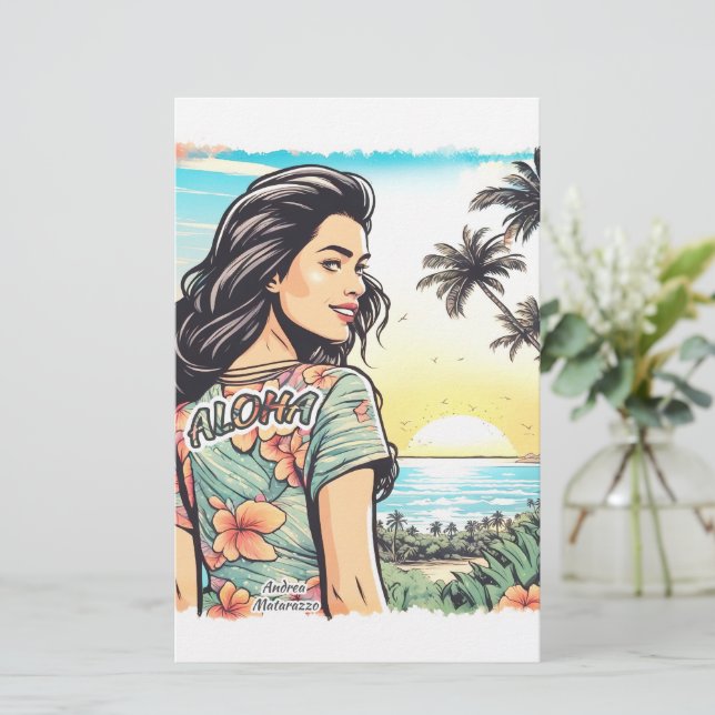 Papelería Aloha Chica (Anverso de pie)
