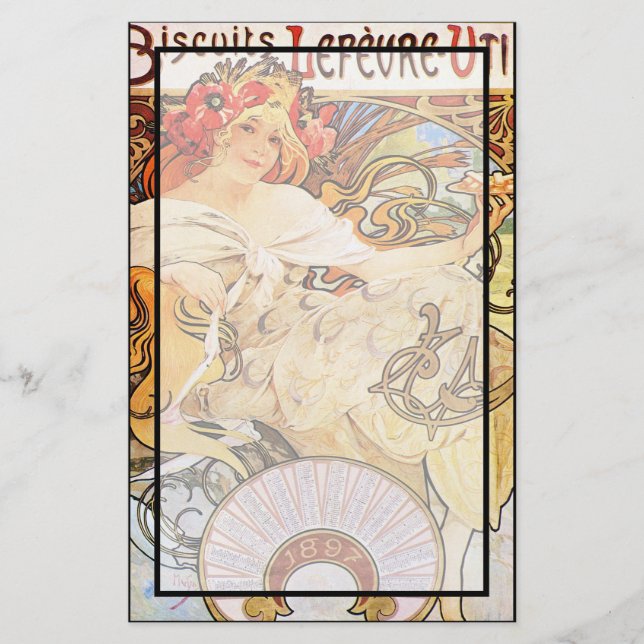 Papelería Alphonse Mucha Biscuits Lefevre-Utile (Anverso)