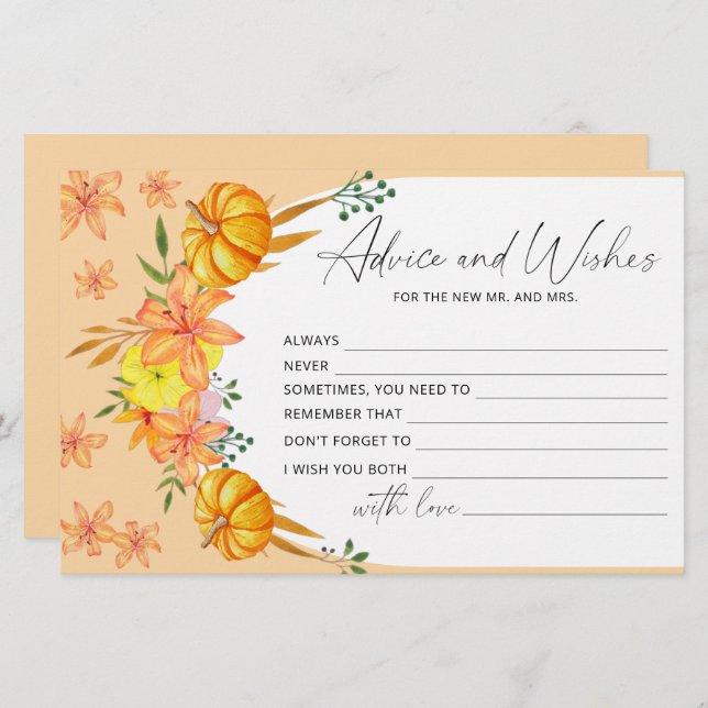 Papelería Alquiler de calabaza consejos y deseos ducha de no (Anverso / Reverso)