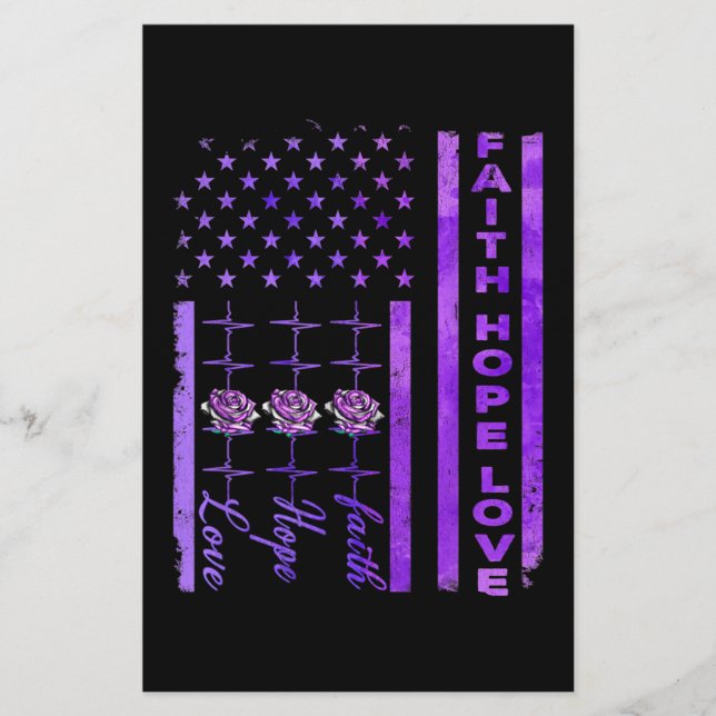 Papelería Alzheimers Conciencia Fe Esperanza Amor Púrpura (Anverso)