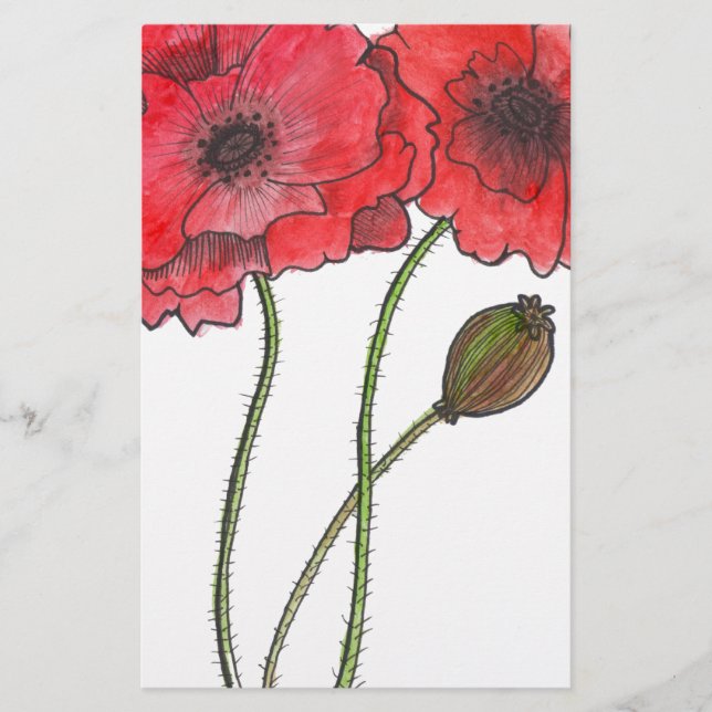Papelería Amapola de la acuarela (Anverso)