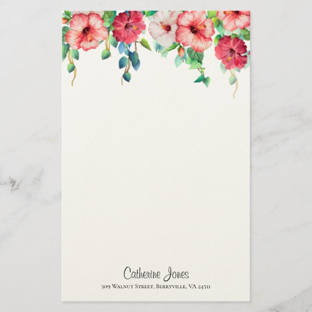 Papelería Amapola - Hibiscus Flower Stationery (Anverso)