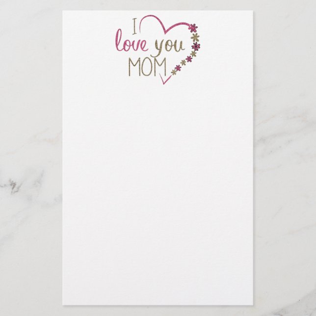 Papelería Amar el corazón del Día de la Madre de mamá (Anverso)