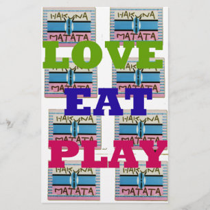 Papelería Amar el juego de comidas Hakuna Matata Imprimir ar