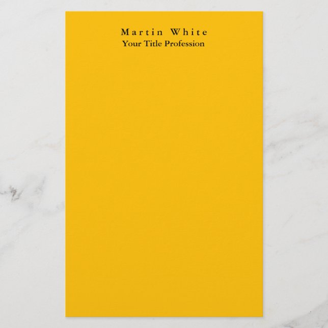 Papelería Amber Yellow Plain Elegant Profesional Moderno (Anverso)