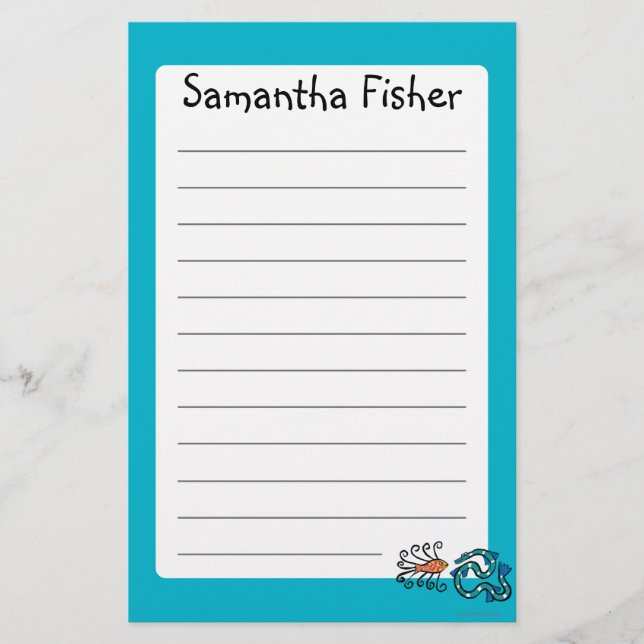 Papelería Amigos ilustrados coloridos de los pescados (Anverso)