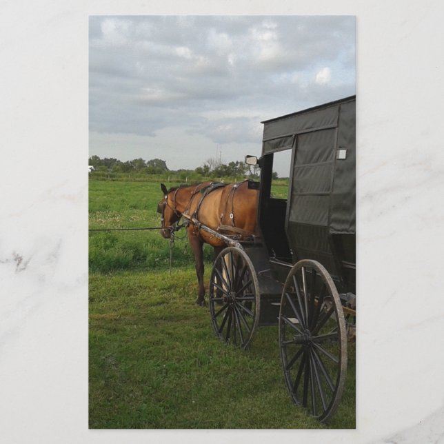Papelería Amish Horse and Buggy at Sunset (Anverso)