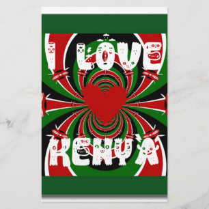 Papelería Amo a Kenia: Arte de Bandera Dinámica