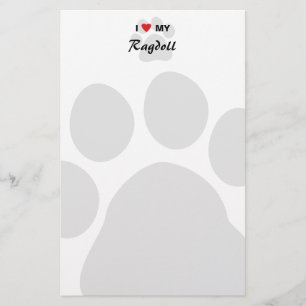 Papelería Amo (corazón) mi gato Pawprint de Ragdoll