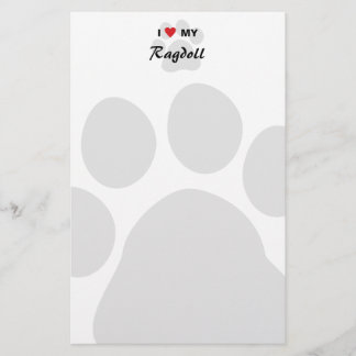 Papelería Amo (corazón) mi gato Pawprint de Ragdoll