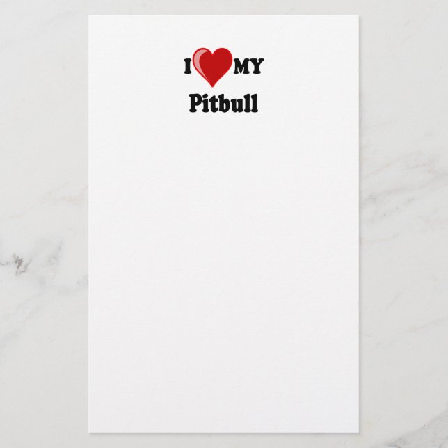 Papelería Amo (corazón) mi perro de Pitbull (Anverso)