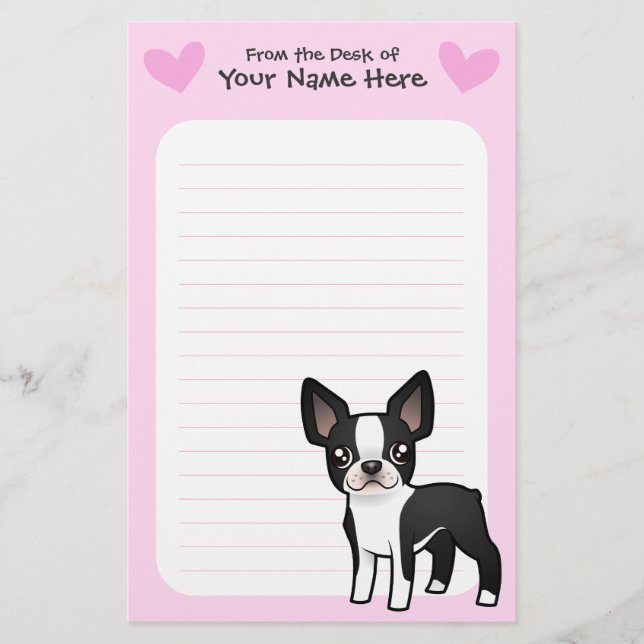 Papelería Amor de Boston Terrier (Anverso)