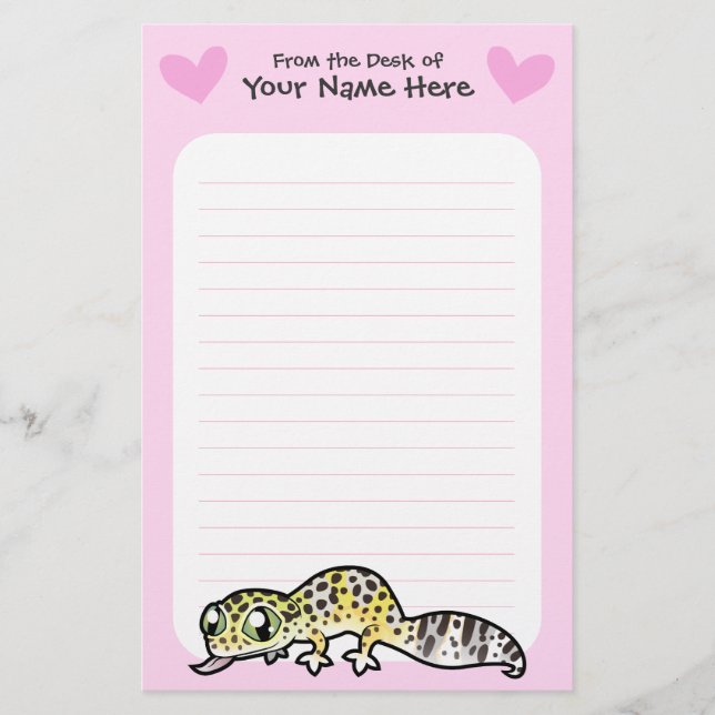 Papelería Amor de Gecko Leopardo (Anverso)