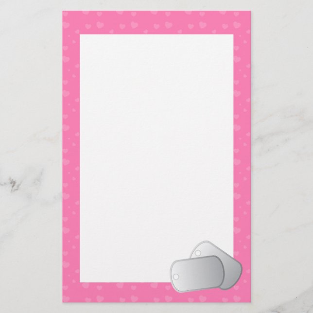 Papelería Amor de las placas de identificación (rosa) (Anverso)