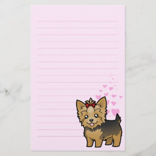 Papelería Amor de Yorkshire Terrier (pelo corto con el arco)