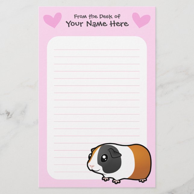 Papelería Amor del conejillo de Indias (pelo liso) (Anverso)