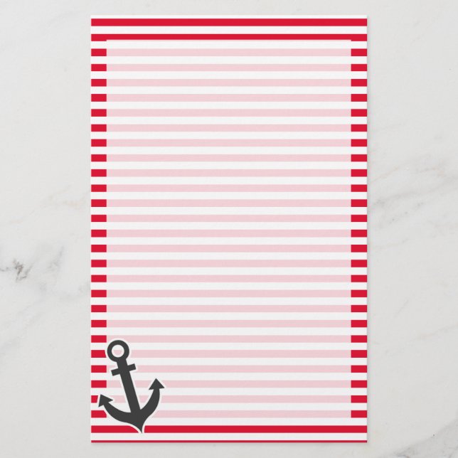 Papelería Ancla Náutica; Tiras Rojas De Cadmio; Tiradas (Anverso)