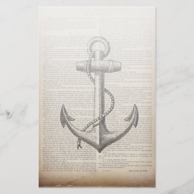 Papelería anclaje náutico vintage de marina (Anverso)