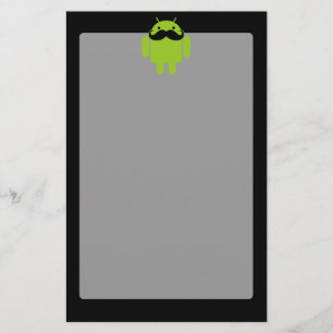 Papelería Android Robot Mustache Style sobre negro