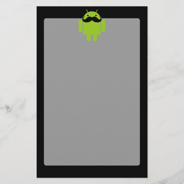 Papelería Android Robot Mustache Style sobre negro (Anverso)