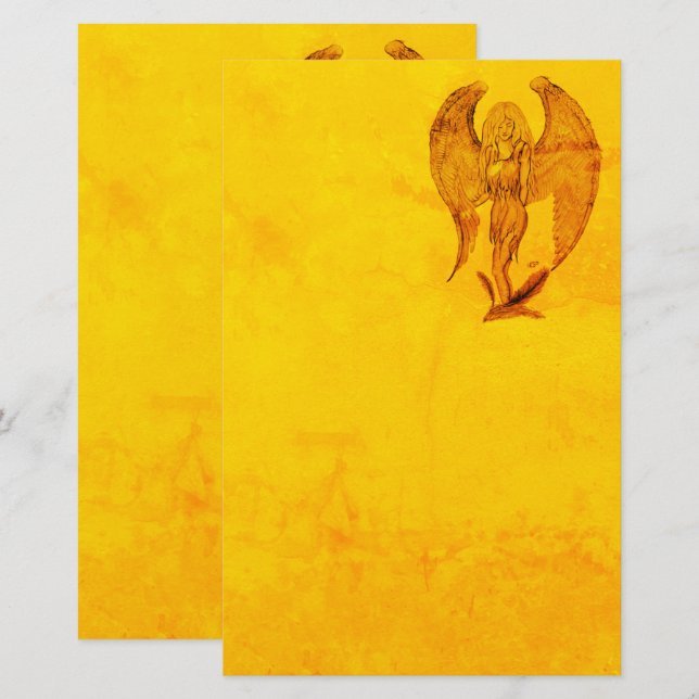 Papelería Ángel al estilo tatuaje (Anverso / Reverso)