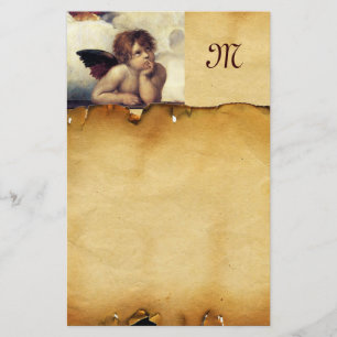 Papelería ANGEL / Cherub alado, Monograma pergamino