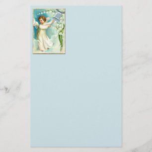 Papelería Ángel del bebé con una Campana Azul