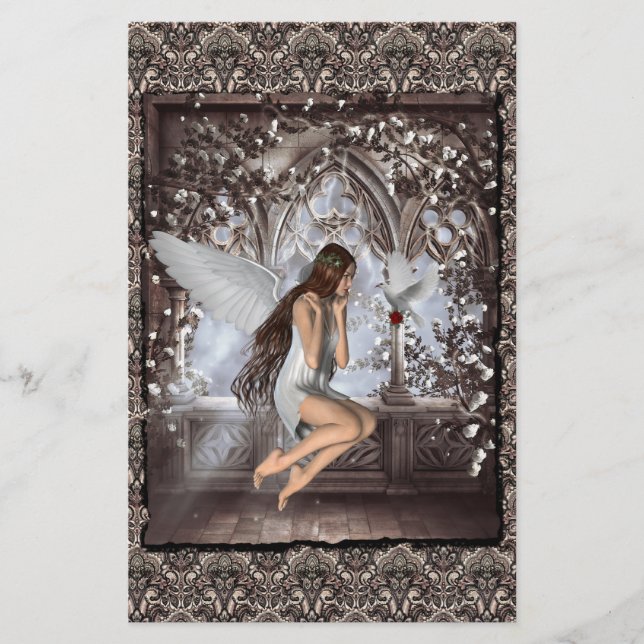 Papelería Ángel gótico y su paloma (Anverso)