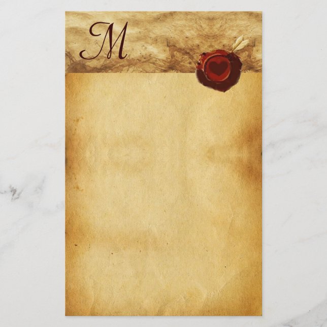 Papelería ANGEL HEART RED WAX SEAL PARCHE Monograma (Anverso)