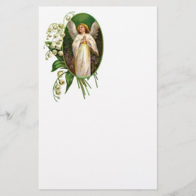 Papelería Ángel Rezando En Un Jardín (Anverso)