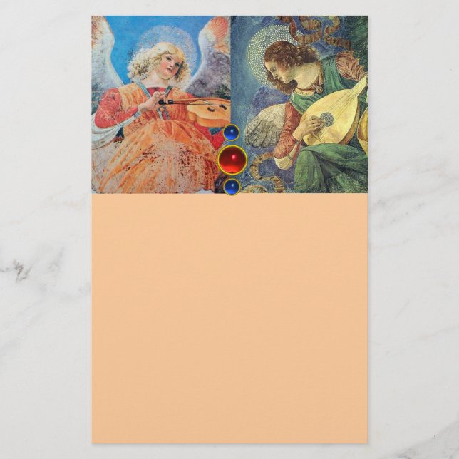 Papelería ÁNGELES DE MÚSICA PARA HACER NAVIDADES, Blue Peach (Anverso)