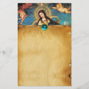 PAPELERÍA ÁNGELES Y PERGAMINO DE LA VIRGEN CON LAS GEMAS