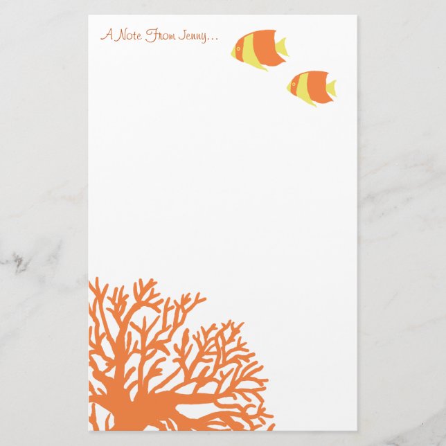 Papelería Angelfish tropical naranja y amarillo (Anverso)