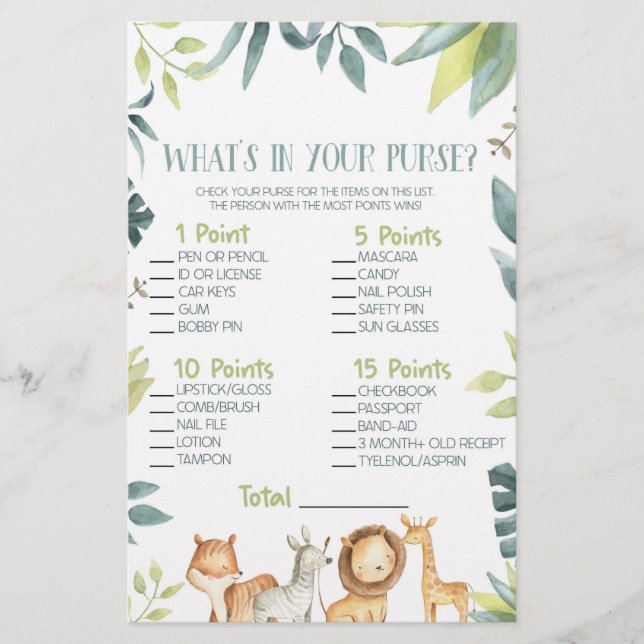 Papelería Animal zoológico de Safari que está en el juego de (Anverso)