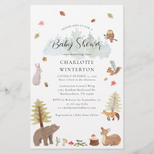 Papelería Animales del bosque Baby Shower Woodland