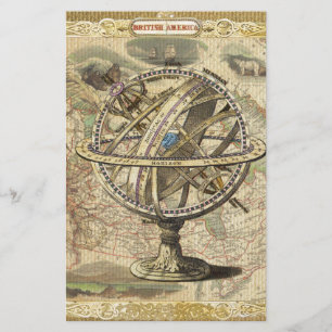 Papelería Antiguo mapa de la brújula del oso polar de Améric