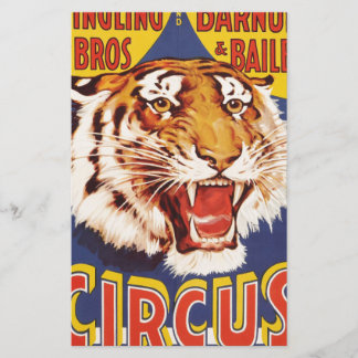 Papelería Antiguo poster de circo de tigre de época de los a