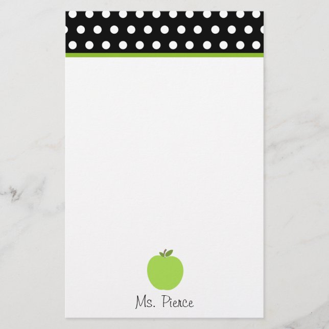 Papelería Apple verde/negro con los lunares blancos (Anverso)