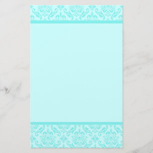 Papelería Aqua Blue Turquoise Damask