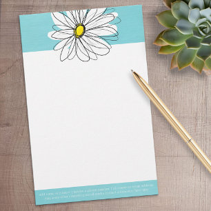 Papelería Aqua y Yellow Whimsical Daisy Personalizado Textos