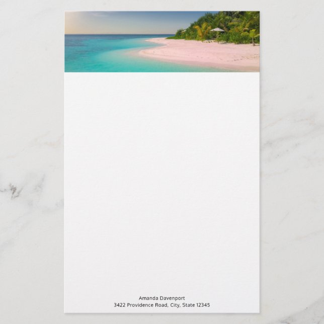 Papelería Aquamarine Ocean Tropical Beach Scenic (Anverso)