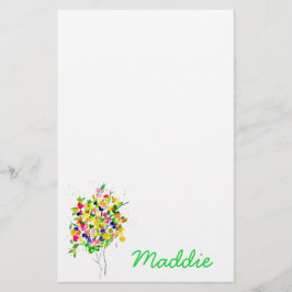 Papelería Árbol abstracto colorido de acuarela