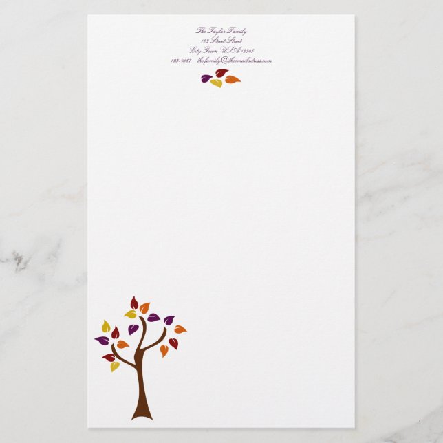 Papelería Árbol de caída colorido (Anverso)