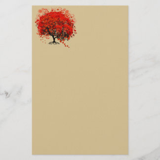 Papelería Árbol de flores rojas giradas en amarillo