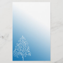 Papelería Árbol de Navidad blanco con degradado azul
