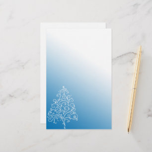 Papelería Árbol de Navidad blanco con degradado azul