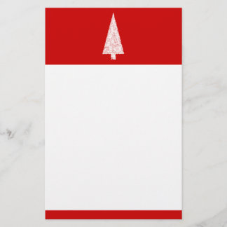Papelería Árbol de navidad blanco. En rojo. Moderno