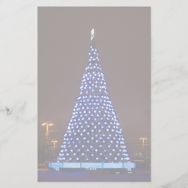 Papelería Árbol de Navidad de luces azules (Anverso)