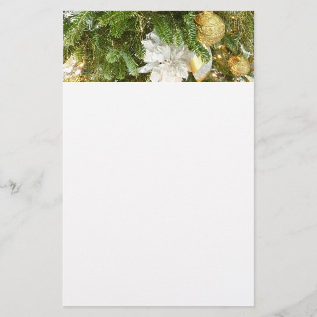 Papelería Árbol de Navidad plateado y dorado en vacaciones (Anverso)